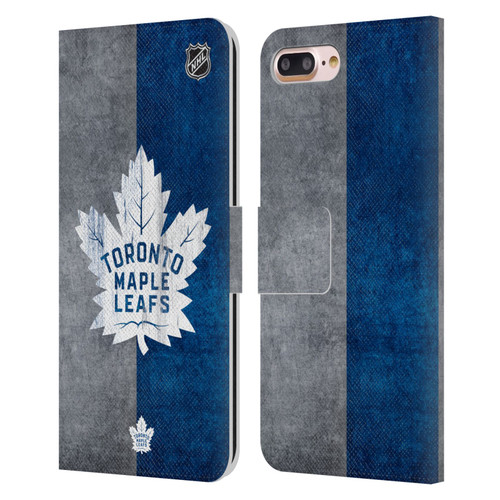 NHL Toronto Maple Leafs Half Distressed Leather Book Wallet Case Cover For Apple iPhone 7 Plus / iPhone 8 Plus