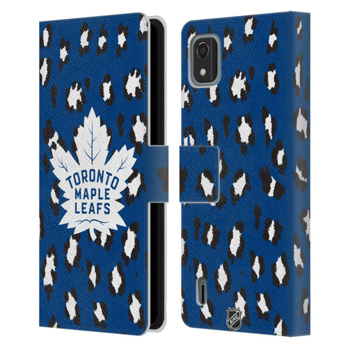 NHL Toronto Maple Leafs Leopard Patten Leather Book Wallet Case Cover For Nokia C2 2nd Edition