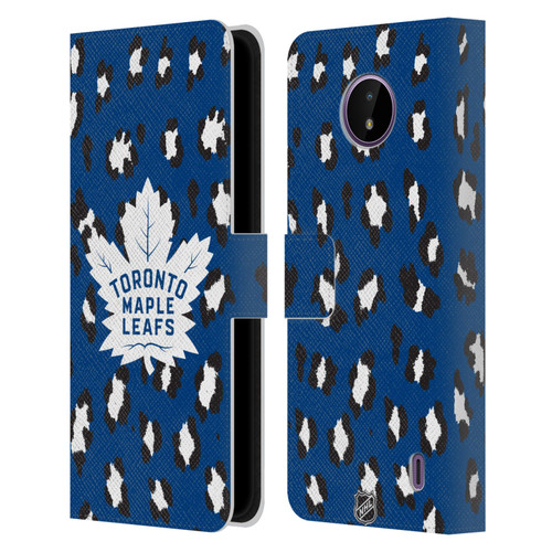 NHL Toronto Maple Leafs Leopard Patten Leather Book Wallet Case Cover For Nokia C10 / C20