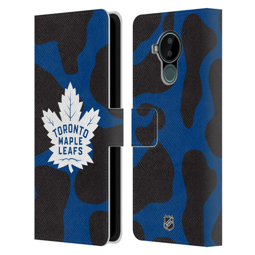 NHL Toronto Maple Leafs Cow Pattern Leather Book Wallet Case Cover For Nokia C30