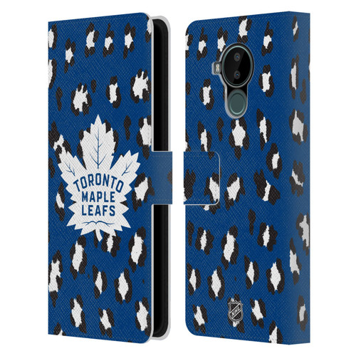NHL Toronto Maple Leafs Leopard Patten Leather Book Wallet Case Cover For Nokia C30