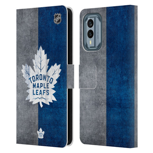 NHL Toronto Maple Leafs Half Distressed Leather Book Wallet Case Cover For Nokia X30