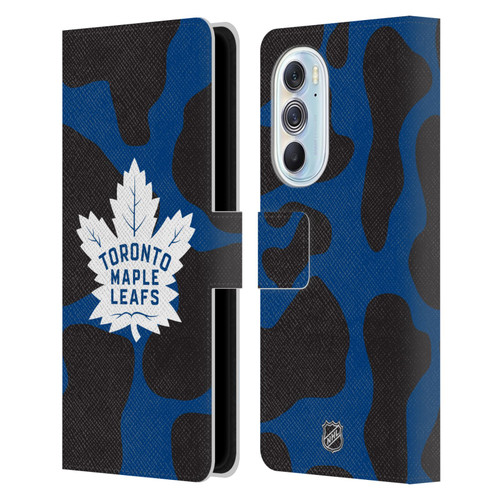 NHL Toronto Maple Leafs Cow Pattern Leather Book Wallet Case Cover For Motorola Edge X30
