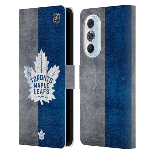 NHL Toronto Maple Leafs Half Distressed Leather Book Wallet Case Cover For Motorola Edge X30
