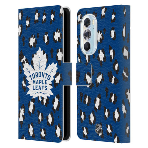NHL Toronto Maple Leafs Leopard Patten Leather Book Wallet Case Cover For Motorola Edge X30