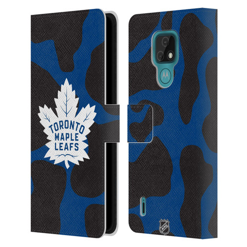 NHL Toronto Maple Leafs Cow Pattern Leather Book Wallet Case Cover For Motorola Moto E7