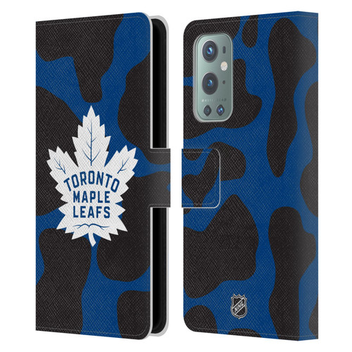 NHL Toronto Maple Leafs Cow Pattern Leather Book Wallet Case Cover For OnePlus 9