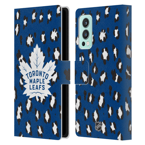 NHL Toronto Maple Leafs Leopard Patten Leather Book Wallet Case Cover For OnePlus Nord 2 5G