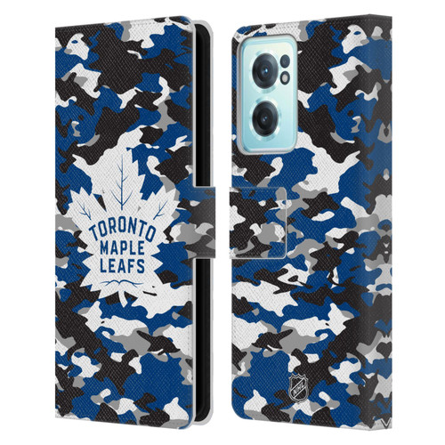 NHL Toronto Maple Leafs Camouflage Leather Book Wallet Case Cover For OnePlus Nord CE 2 5G