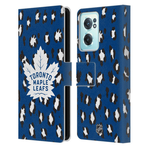 NHL Toronto Maple Leafs Leopard Patten Leather Book Wallet Case Cover For OnePlus Nord CE 2 5G