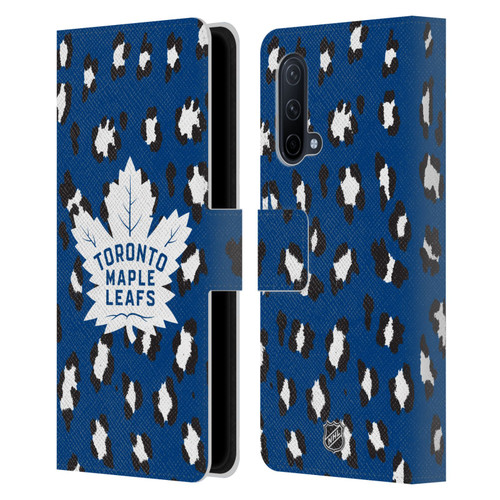 NHL Toronto Maple Leafs Leopard Patten Leather Book Wallet Case Cover For OnePlus Nord CE 5G