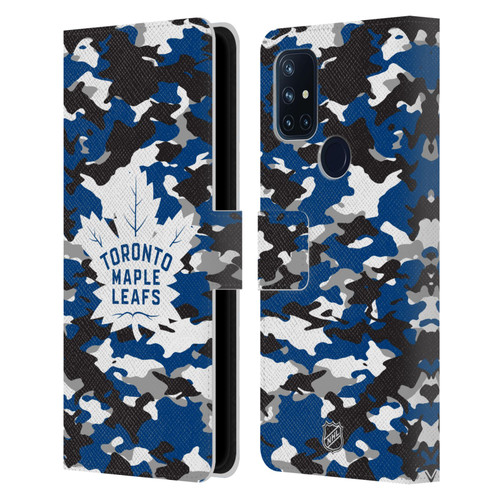 NHL Toronto Maple Leafs Camouflage Leather Book Wallet Case Cover For OnePlus Nord N10 5G