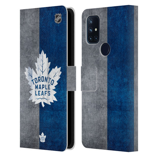 NHL Toronto Maple Leafs Half Distressed Leather Book Wallet Case Cover For OnePlus Nord N10 5G