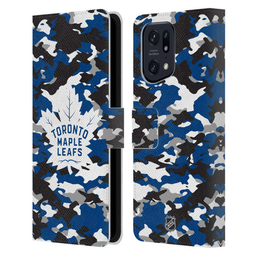 NHL Toronto Maple Leafs Camouflage Leather Book Wallet Case Cover For OPPO Find X5 Pro
