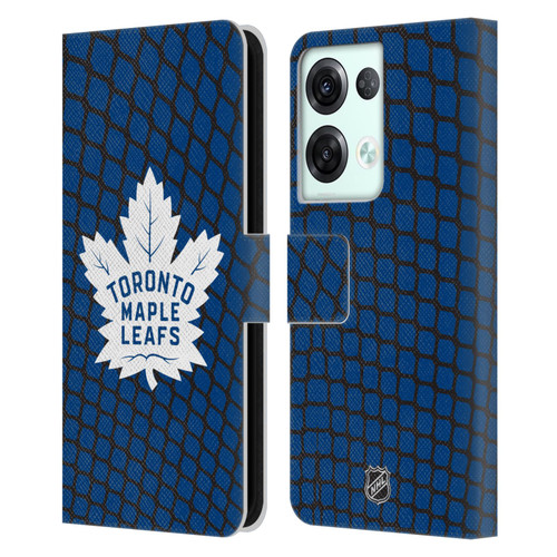 NHL Toronto Maple Leafs Net Pattern Leather Book Wallet Case Cover For OPPO Reno8 Pro