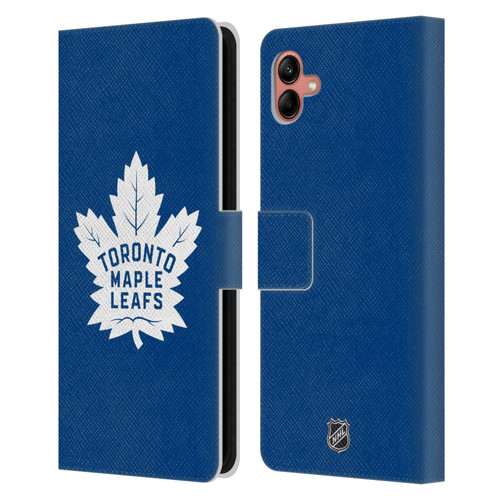 NHL Toronto Maple Leafs Plain Leather Book Wallet Case Cover For Samsung Galaxy A04 (2022)