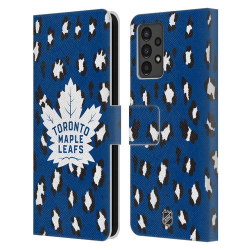 NHL Toronto Maple Leafs Leopard Patten Leather Book Wallet Case Cover For Samsung Galaxy A13 (2022)