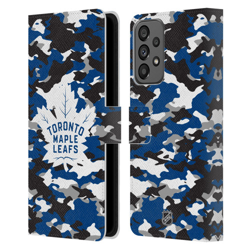 NHL Toronto Maple Leafs Camouflage Leather Book Wallet Case Cover For Samsung Galaxy A73 5G (2022)