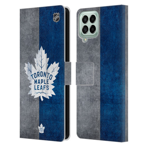 NHL Toronto Maple Leafs Half Distressed Leather Book Wallet Case Cover For Samsung Galaxy M33 (2022)