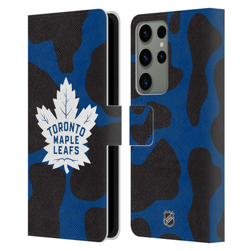 NHL Toronto Maple Leafs Cow Pattern Leather Book Wallet Case Cover For Samsung Galaxy S23 Ultra 5G