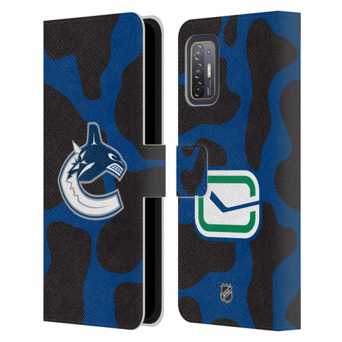 NHL Vancouver Canucks Cow Pattern Leather Book Wallet Case Cover For HTC Desire 21 Pro 5G