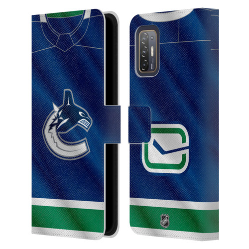 NHL Vancouver Canucks Jersey Leather Book Wallet Case Cover For HTC Desire 21 Pro 5G