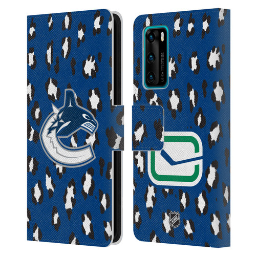 NHL Vancouver Canucks Leopard Patten Leather Book Wallet Case Cover For Huawei P40 5G