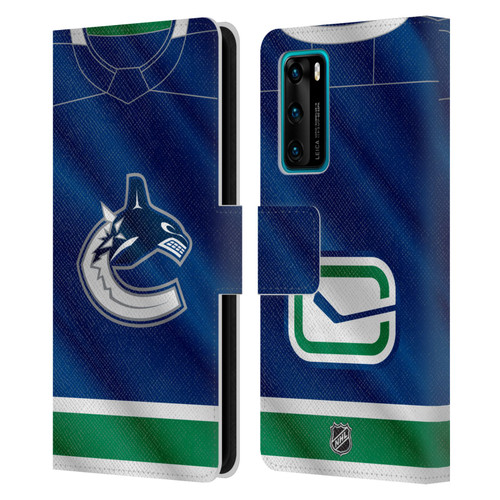 NHL Vancouver Canucks Jersey Leather Book Wallet Case Cover For Huawei P40 5G