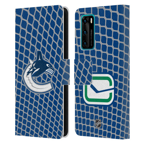 NHL Vancouver Canucks Net Pattern Leather Book Wallet Case Cover For Huawei P40 5G