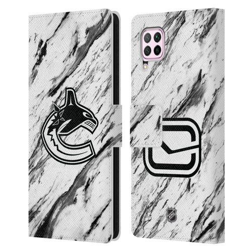 NHL Vancouver Canucks Marble Leather Book Wallet Case Cover For Huawei Nova 6 SE / P40 Lite