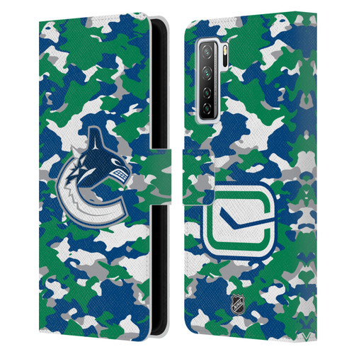 NHL Vancouver Canucks Camouflage Leather Book Wallet Case Cover For Huawei Nova 7 SE/P40 Lite 5G