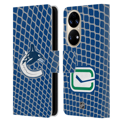 NHL Vancouver Canucks Net Pattern Leather Book Wallet Case Cover For Huawei P50