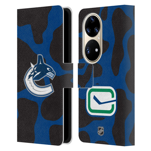 NHL Vancouver Canucks Cow Pattern Leather Book Wallet Case Cover For Huawei P50 Pro