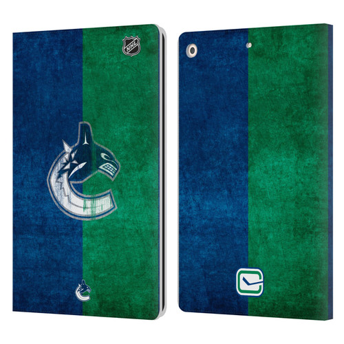 NHL Vancouver Canucks Half Distressed Leather Book Wallet Case Cover For Apple iPad 10.2 2019/2020/2021