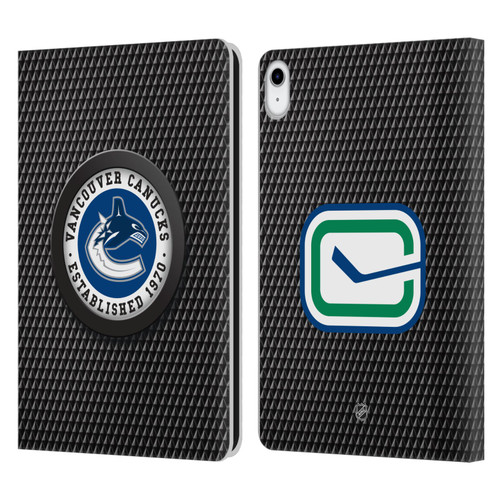 NHL Vancouver Canucks Puck Texture Leather Book Wallet Case Cover For Apple iPad 10.9 (2022)