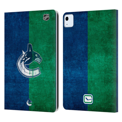 NHL Vancouver Canucks Half Distressed Leather Book Wallet Case Cover For Apple iPad Air 11 2020/2022/2024