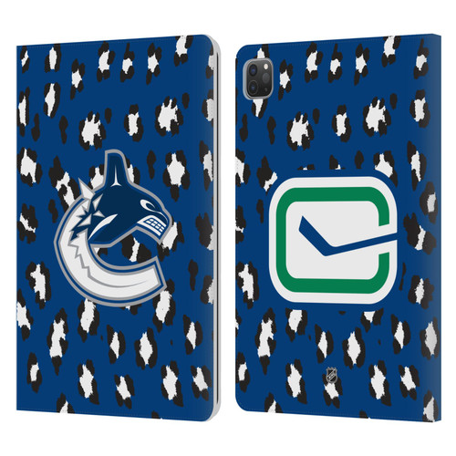 NHL Vancouver Canucks Leopard Patten Leather Book Wallet Case Cover For Apple iPad Pro 11 2020 / 2021 / 2022