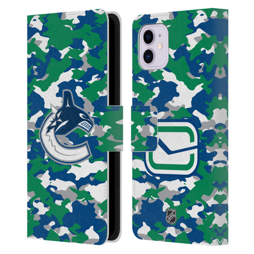 NHL Vancouver Canucks Camouflage Leather Book Wallet Case Cover For Apple iPhone 11