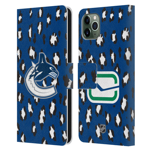 NHL Vancouver Canucks Leopard Patten Leather Book Wallet Case Cover For Apple iPhone 11 Pro Max