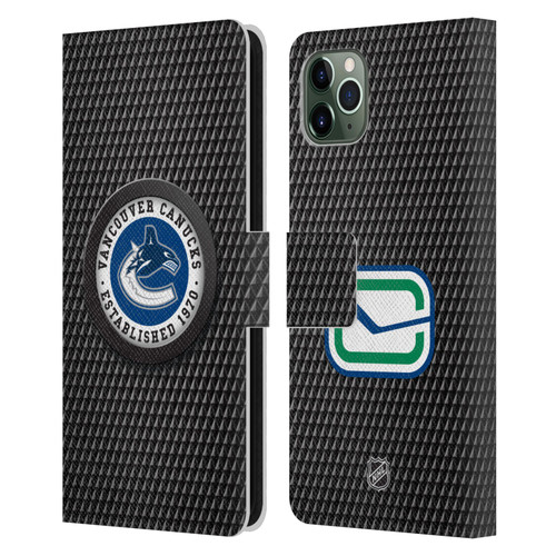 NHL Vancouver Canucks Puck Texture Leather Book Wallet Case Cover For Apple iPhone 11 Pro Max