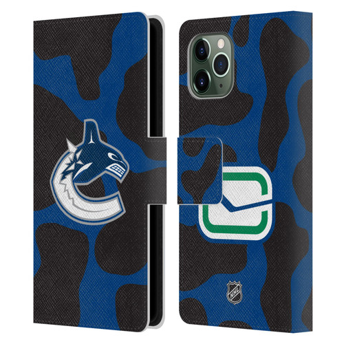 NHL Vancouver Canucks Cow Pattern Leather Book Wallet Case Cover For Apple iPhone 11 Pro