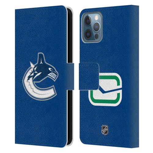 NHL Vancouver Canucks Plain Leather Book Wallet Case Cover For Apple iPhone 12 / iPhone 12 Pro
