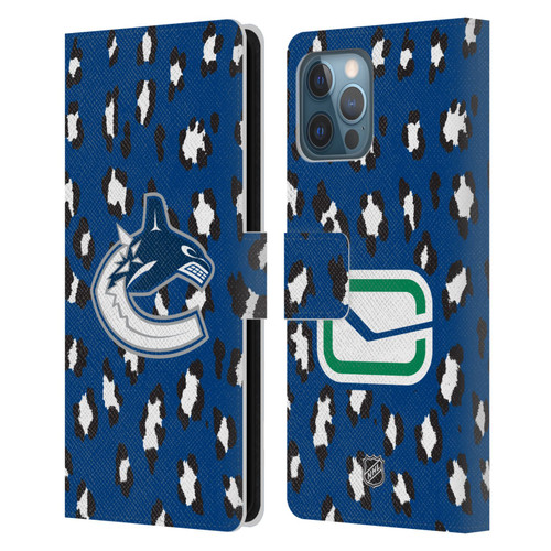 NHL Vancouver Canucks Leopard Patten Leather Book Wallet Case Cover For Apple iPhone 12 Pro Max