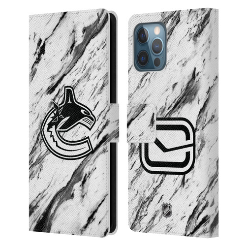 NHL Vancouver Canucks Marble Leather Book Wallet Case Cover For Apple iPhone 12 Pro Max