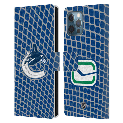 NHL Vancouver Canucks Net Pattern Leather Book Wallet Case Cover For Apple iPhone 12 Pro Max