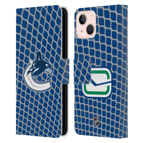 NHL Vancouver Canucks Net Pattern Leather Book Wallet Case Cover For Apple iPhone 13
