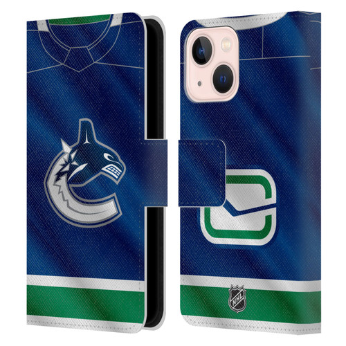 NHL Vancouver Canucks Jersey Leather Book Wallet Case Cover For Apple iPhone 13 Mini