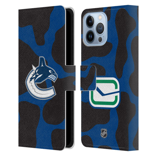 NHL Vancouver Canucks Cow Pattern Leather Book Wallet Case Cover For Apple iPhone 13 Pro Max