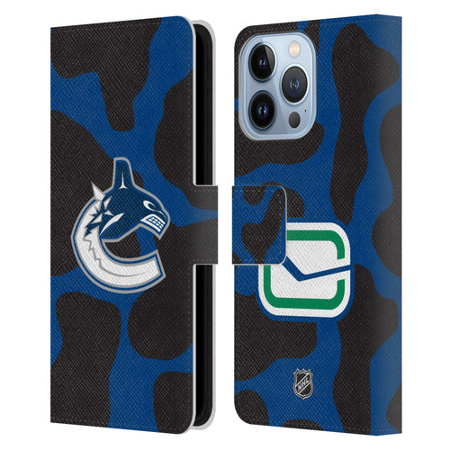 NHL Vancouver Canucks Cow Pattern Leather Book Wallet Case Cover For Apple iPhone 13 Pro