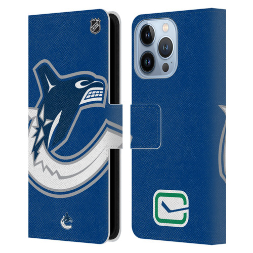 NHL Vancouver Canucks Oversized Leather Book Wallet Case Cover For Apple iPhone 13 Pro